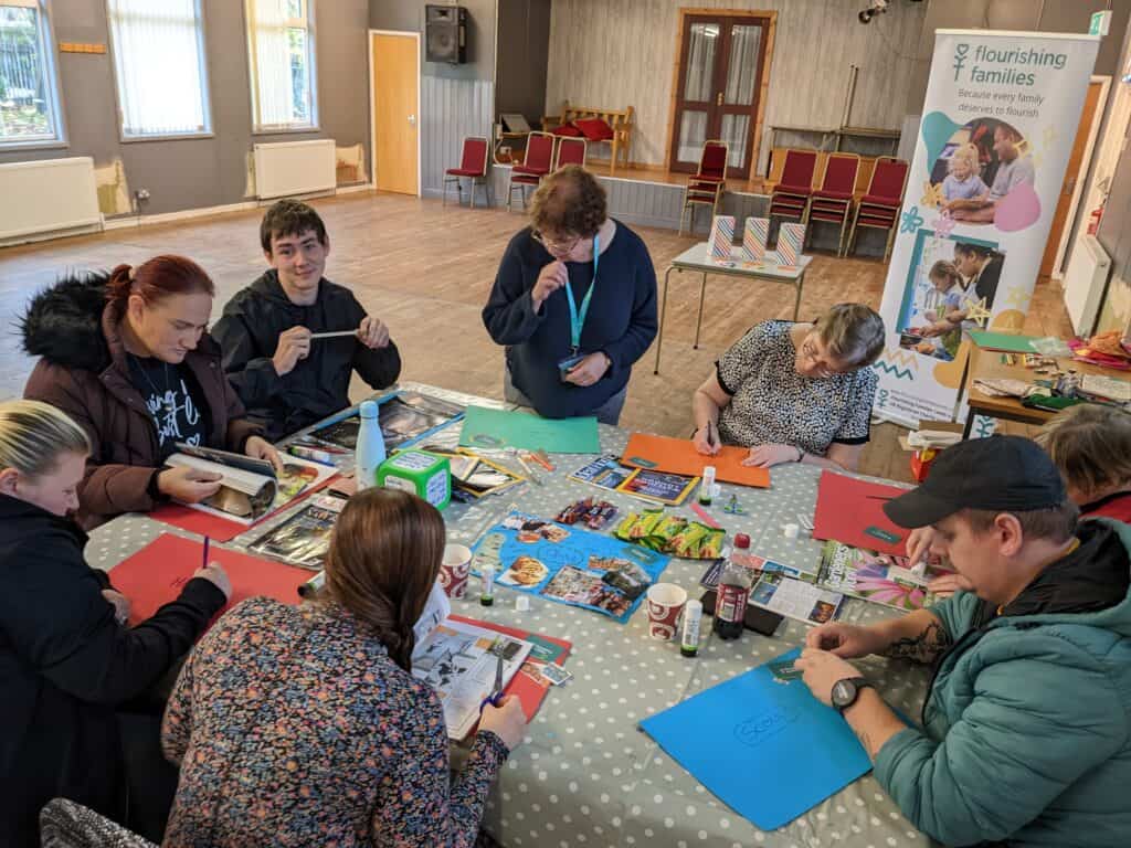 Group of people doing arts and crafts